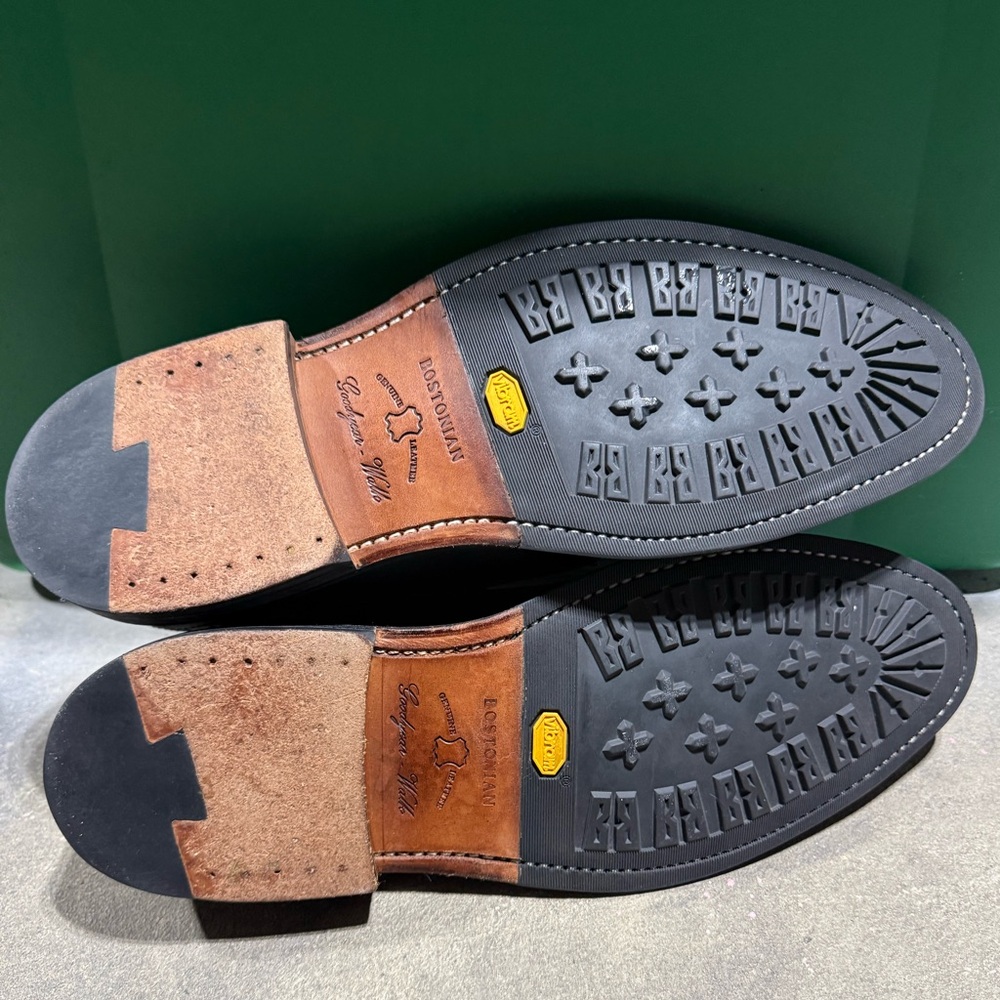 Bostonian Cap-Toe Leather Shoes Vibram Goodyear Welt Soles Men’s Black 12M 15351 - Picture 13 of 14